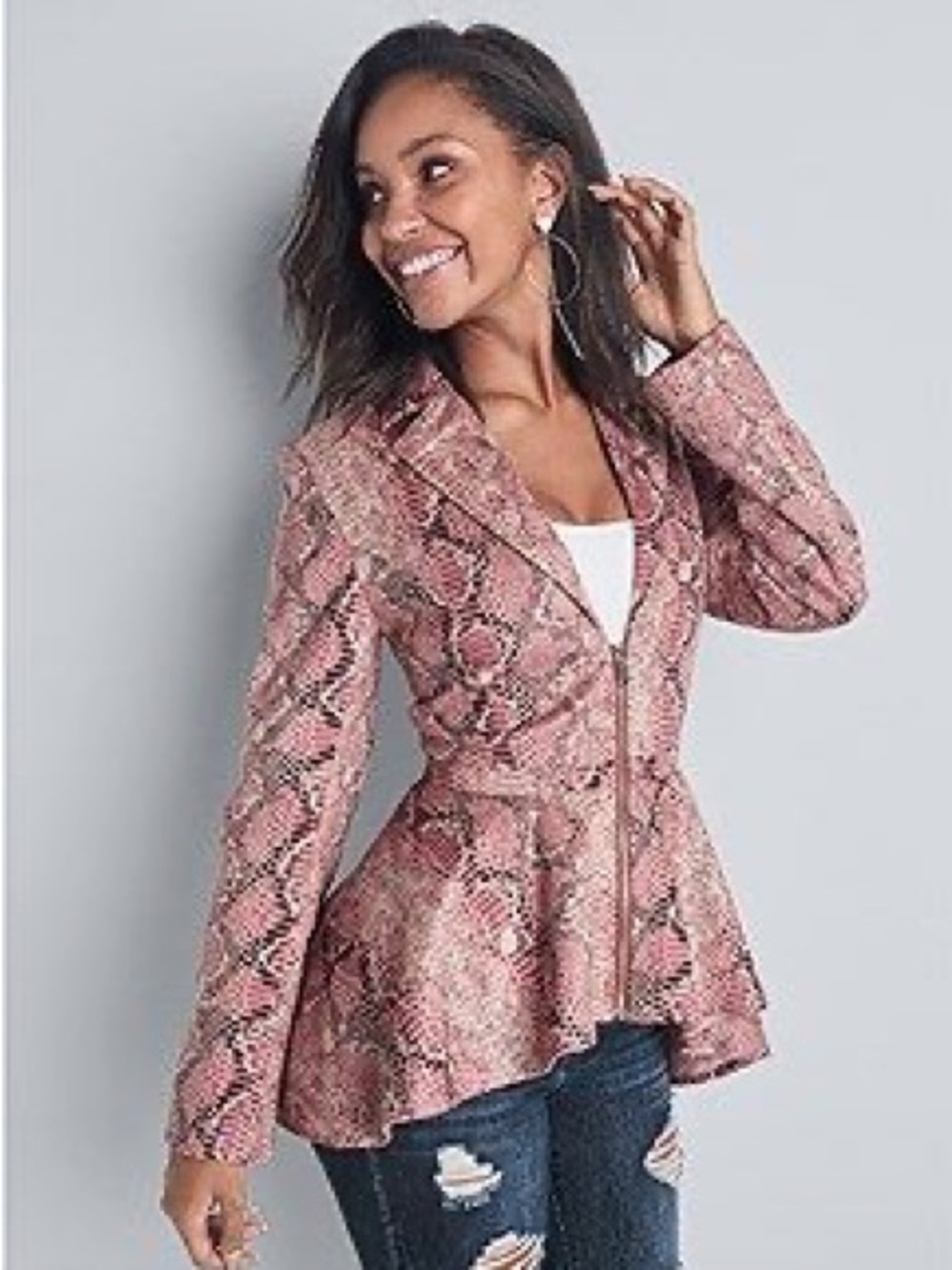 VENUS Blazer with Pink and Black Snake Pattern